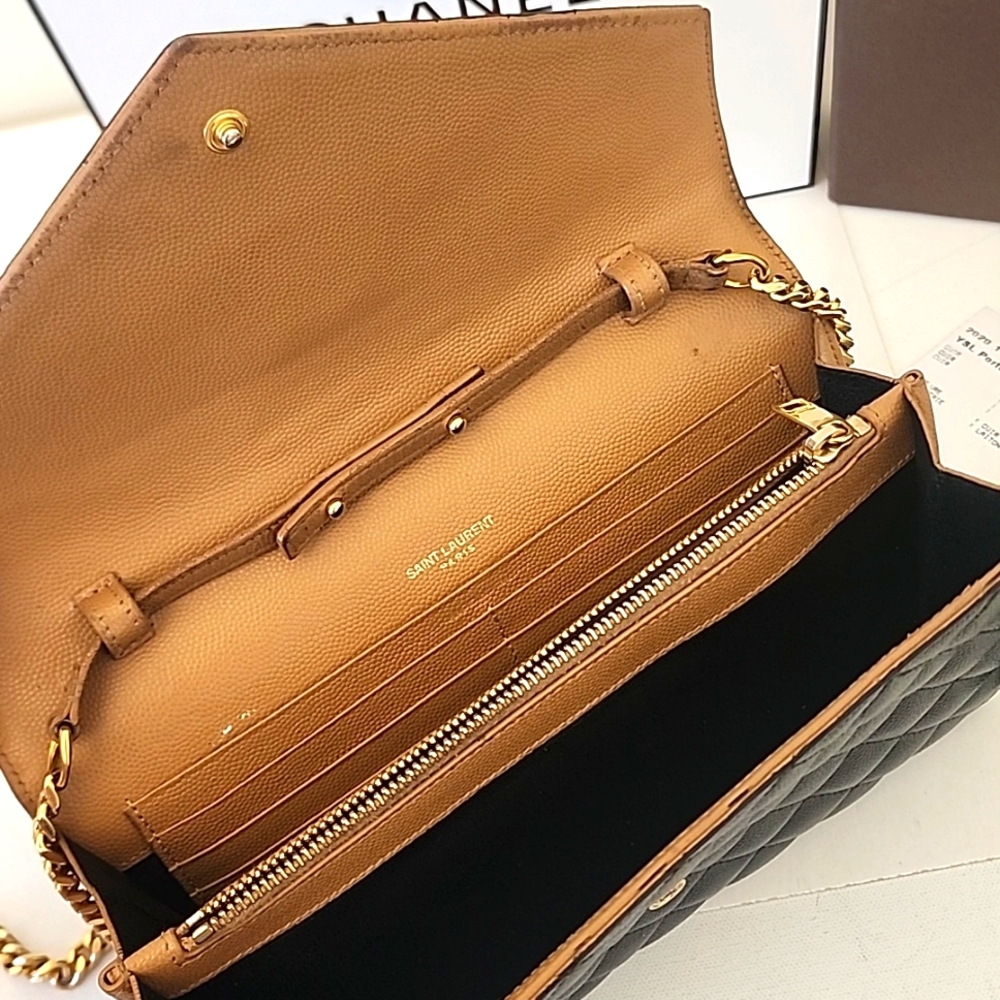 Saint Laurent YSL Envelope Crossbody WOC Bag Clutch Triquilt Grained Leather - Picture 4 of 16
